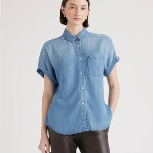 Quince Light Blue Denim relaxed Button-Up Oversized Shirt size Medium
